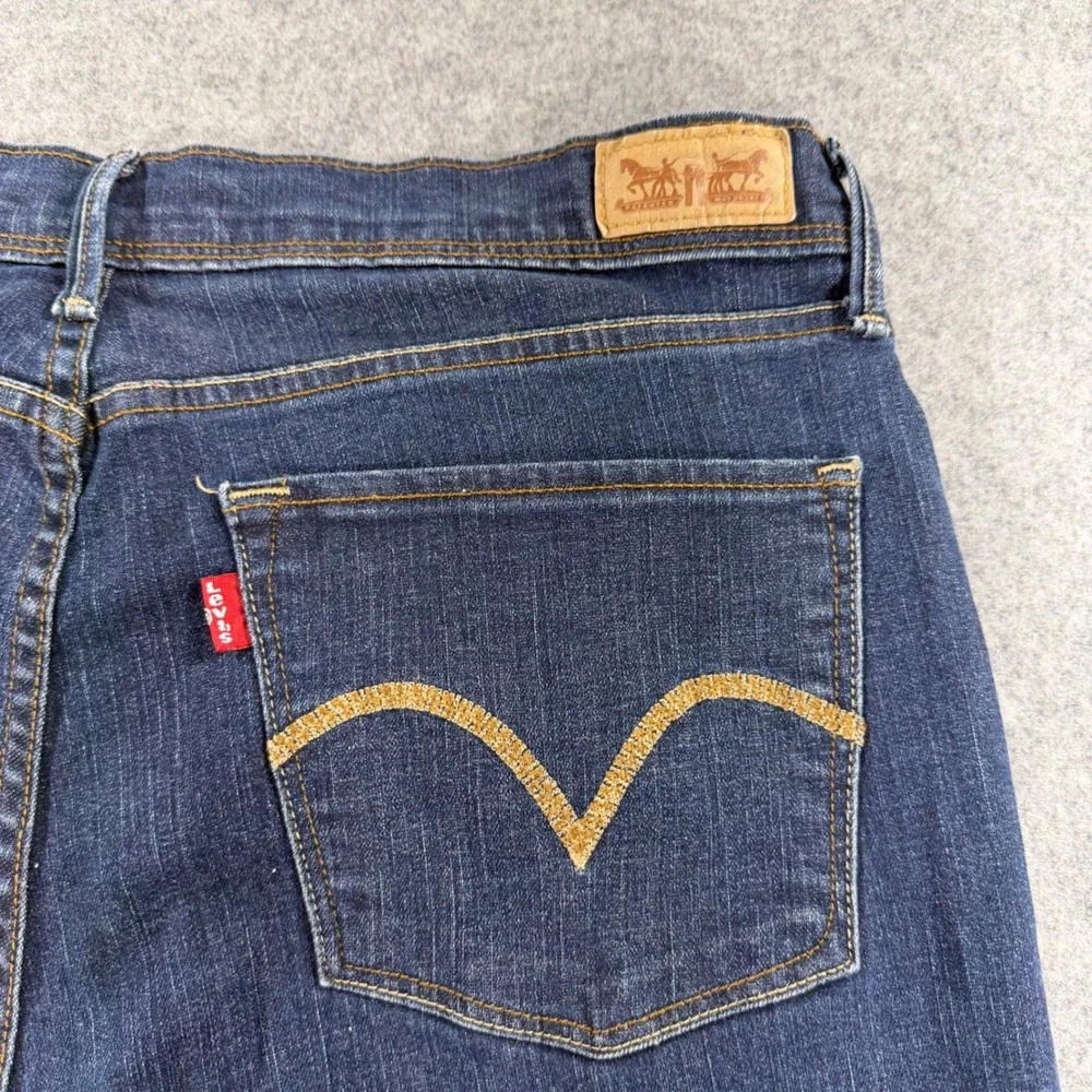 Levis 512 Perfectly Slimming Straight Leg Jeans Womens Dark Wash Denim Blue